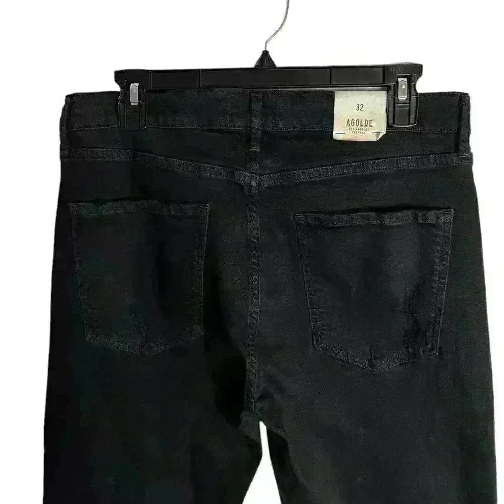 AGOLDE Sophie High Rise Skinny Crop Jeans Black Harlow Destructed Size 32 - Picture 6 of 10